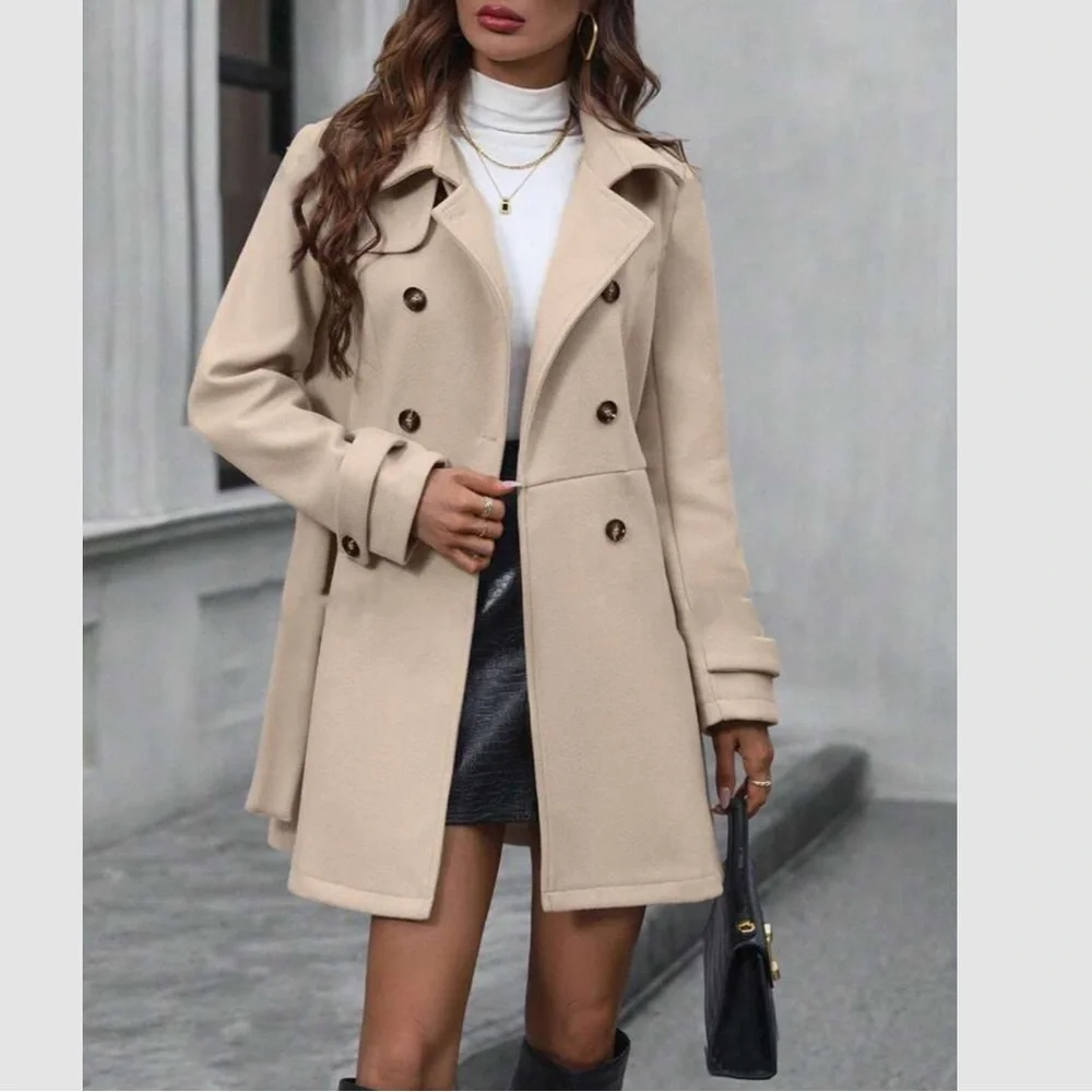 Luxe blue cozy double breasted coat